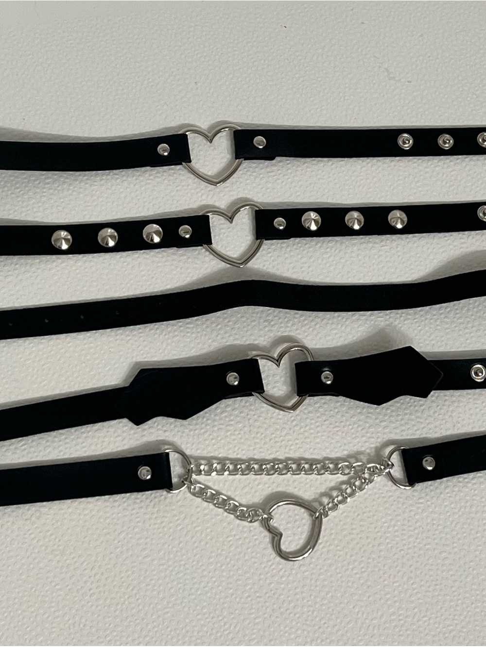 Black Heart Detail Chokers - set of 5